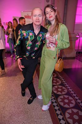 Roman Geike (Romano), Stefanie Wermeling beim Grand Opening des W66 im Museum f?r Kommunikation in Berlin am 29.04.2025-stock-foto