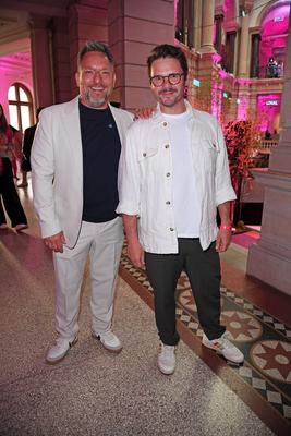 Lars Pape, Thomas Drechsel beim Grand Opening des W66 im Museum f?r Kommunikation in Berlin am 29.04.2025 *** Lars Pape,-stock-foto