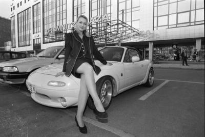 Miss Sachsen 24.03.1995, Chemnitz, Rathausstraße, Chemnitz Plaza, Ex-Miss Sachsen 1990/ 91 Evelyn Schiedlatzek aus Zwick-stock-foto