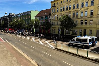 Erster Mai 2025 in Magdeburg (Sachsen-Anhalt) mit Kundgebung und Demonstration unter dem Motto Klasse, Kampf, Kultur, He-stock-photo