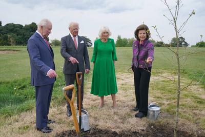 King Charles & Queen Camilla with King & Queen of Sweden-stock-foto