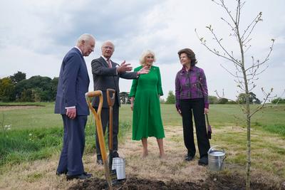 King Charles & Queen Camilla with King & Queen of Sweden-stock-foto