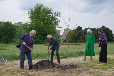 King Charles & Queen Camilla with King & Queen of Sweden-stock-foto