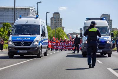 DGB ruft zur traditionellen Mai-Kundgebung in Berlin auf, Zum Tag der Arbeit ruft der DGB unter dem Motto Mach dich star-stock-foto