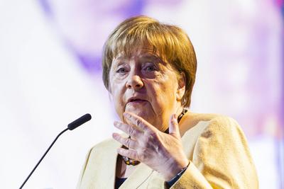 39. Deutscher Evangelischer Kirchentag - Tag 2 - mit Angela Merkel-stock-photo