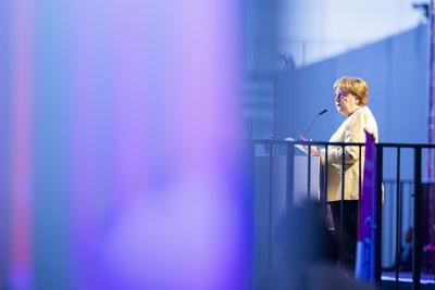 39. Deutscher Evangelischer Kirchentag - Tag 2 - mit Angela Merkel-stock-photo