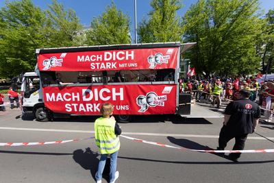 DGB ruft zur traditionellen Mai-Kundgebung in Berlin auf, Zum Tag der Arbeit ruft der DGB unter dem Motto «Mach dich st-stock-foto