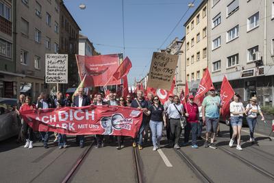 01.05.2025, 1. Mai Demo DGB, N?rnberg: Unter dem Motto Mach dich stark mit uns gingen im Rahmen der DGB (Deutscher Gewer-stock-photo