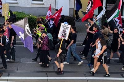 Erster Mai 2025 in Magdeburg (Sachsen-Anhalt) mit Kundgebung und Demonstration unter dem Motto Klasse, Kampf, Kultur, He-stock-photo