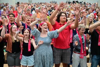 Saengerin Judy Bailey beim Kirchentag in Hannover-stock-foto