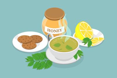 3D Isometric Flat  Icon of Mint Leaf Tea, Herbal Hot Drink<br>3D Isometric Flat  Icon of Mint Leaf Tea, Herbal Hot Drink-stock-foto