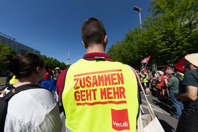 DGB ruft zur traditionellen Mai-Kundgebung in Berlin auf, Zum Tag der Arbeit ruft der DGB unter dem Motto «Mach dich st-stock-foto