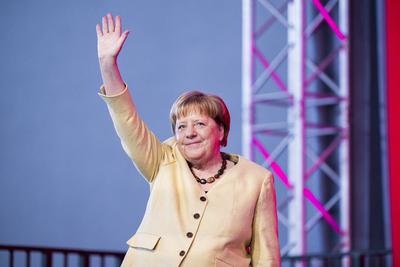 39. Deutscher Evangelischer Kirchentag - Tag 2 - mit Angela Merkel-stock-photo