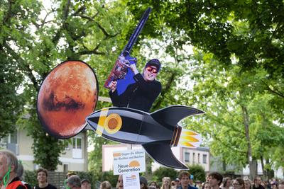 1. Mai Demo in Berlin-stock-photo