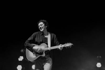 Music Concert - The italian singer ERMAL META during the concert in Turin-stock-photo