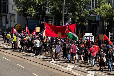 Erster Mai 2025 in Magdeburg (Sachsen-Anhalt) mit Kundgebung und Demonstration unter dem Motto Klasse, Kampf, Kultur, He-stock-photo