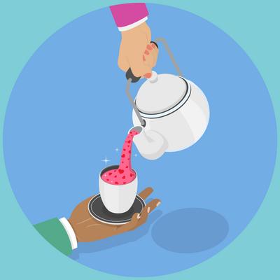 3D Isometrische flache Illustration der romantischen Beziehung, Liebe trinken<br>3D Isometric Flat Illustration der romantischen Beziehung, Liebe trinken-stock-foto