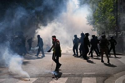 May Day 2025 demonstration in Paris-stock-foto