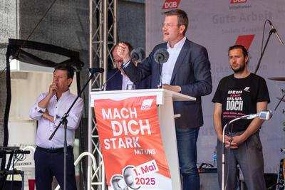Mai-Demonstration und Kundgebung des DGB 2025, N?rnberg, 01.05.2025-stock-foto
