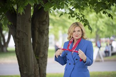 Bundestagspraesidentin Julia Kloeckner auf dem Kirchentag-stock-photo