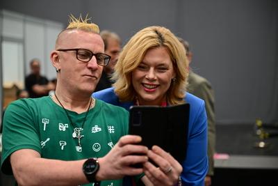 Bundestagspraesidentin Julia Kloeckner auf dem Kirchentag-stock-photo