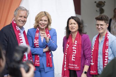 Bundestagspraesidentin Julia Kloeckner auf dem Kirchentag-stock-photo
