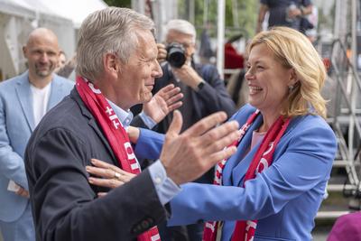Bundestagspraesidentin Julia Kloeckner auf dem Kirchentag-stock-photo