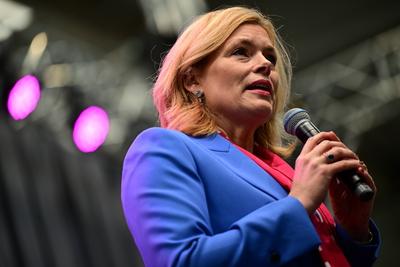 Bundestagspraesidentin Julia Kloeckner auf dem Kirchentag-stock-photo