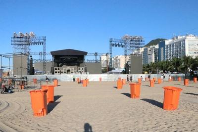 View of the stage of lady gaga's show on copacabana beach-stock-photo
