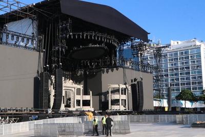 View of the stage of lady gaga's show on copacabana beach-stock-photo
