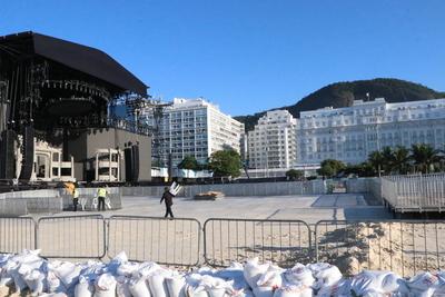 View of the stage of lady gaga's show on copacabana beach-stock-photo