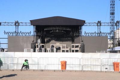 View of the stage of lady gaga's show on copacabana beach-stock-photo