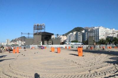 View of the stage of lady gaga's show on copacabana beach-stock-photo