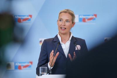 Berlin, Deutschland, 05.05.2025: Deutscher Bundestag: AfD-Fraktionssitzung: Alice Weidel *** Berlin, Germany, 05 05 2025-stock-foto