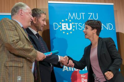 Pressekonferenz der AfD in Berlin zur Wahl in Sachsen-stock-foto