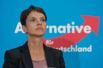 Pressekonferenz der AfD in Berlin zur Wahl in Sachsen-stock-foto