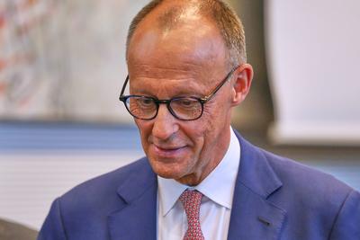 Berlin, Deutschland, 05.05.2025: Deutscher Bundestag: SPD-Fraktionssitzung: Friedrich Merz *** Berlin, Germany, 05 05 20-stock-foto