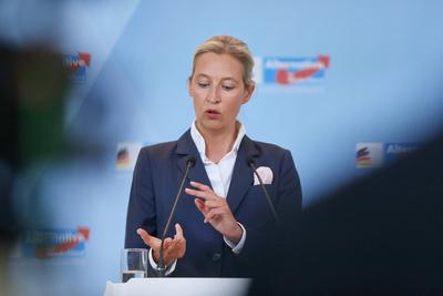 Berlin, Deutschland, 05.05.2025: Deutscher Bundestag: AfD-Fraktionssitzung: Alice Weidel *** Berlin, Germany, 05 05 2025-stock-foto