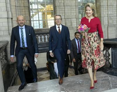 Queen Mathilde at the KULeuven (research on cancer and pregnancy)-stock-foto