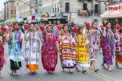 Cinco de Mayor Parade in Brooklyn in New York Folk dancers in the Cinco de Mayo Parade in the Sunset-stock-photo