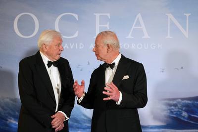 King Charles at Ocean with David Attenborough premiere-stock-photo