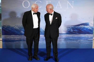 King Charles at Ocean with David Attenborough premiere-stock-photo