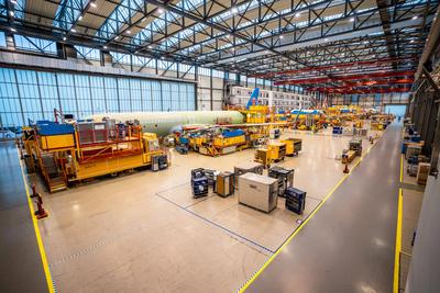 Swiss A320 NEO Ferry Flight, 19.02.2020 Die Airbus A320 NEO Assembly Line in Hamburg Finkenwerder, beim Swiss A320 NEO-stock-foto