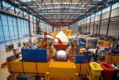 Swiss A320 NEO Ferry Flight, 19.02.2020 Die Airbus A320 NEO Assembly Line in Hamburg Finkenwerder, beim Swiss A320 NEO-stock-foto