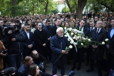 RECORD DATE NOT STATED Warszawa 8.05.2025 Students gather during a minute of silence on Warsaw University campus to reme-stock-photo