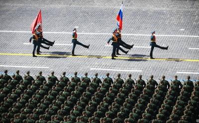 President of Russia, Supreme Commander-in-Chief Vladimir Putin attended a military parade marking the 80th anniversary of Victory-stock-photo