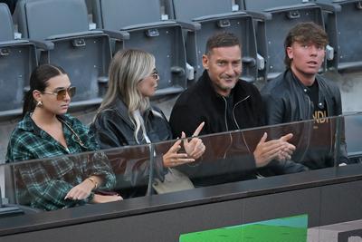 Francesco Totti with his partner Noemi Bocchi and his children Chanel and Cristian-stock-photo