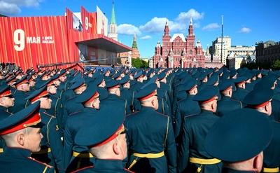 President of Russia, Supreme Commander-in-Chief Vladimir Putin attended a military parade marking the 80th anniversary of Victory-stock-photo
