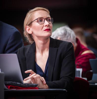 Ines Schwerdtner Parteitag DIE LINKE-stock-foto