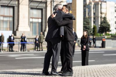 Ukrainian President Volodymyr Zelenskyy participates in events alongside European leaders within the Coalition of the Willing-stock-foto